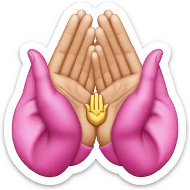 Pink prayer hands light gold sticker
