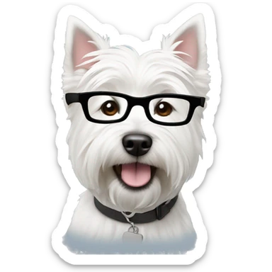 west highland white terrier with black glasses sticker