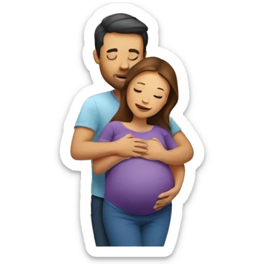Man hugging pregnant woman sticker