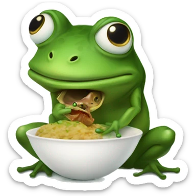 A frog eating an alien sticker