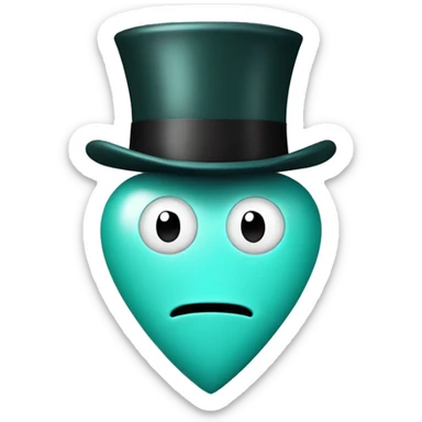 light teal heart with top hat and monocal but no face sticker