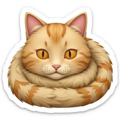 котик спит beige sticker