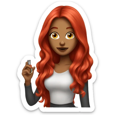 Gorgegous red Long hair Girl vaping sticker