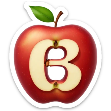 O like empty apple inside letter B sticker