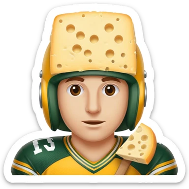 Packers fan with a slice of cheese on his head sticker