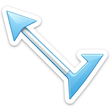 Extremely simplistic white arrow with light blue outline pointing sticker