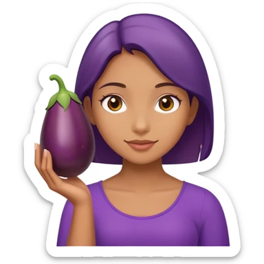 Girl holding egg plant  sticker