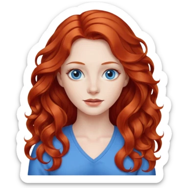 long redhead wavy hair woman back sticker