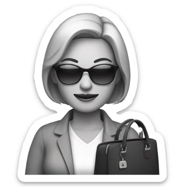 A middle-aged woman with a highlighted bob, trendy casual attire, large sunglasses, a handbag, and a smartphone, often showing an entitled expression. sticker
