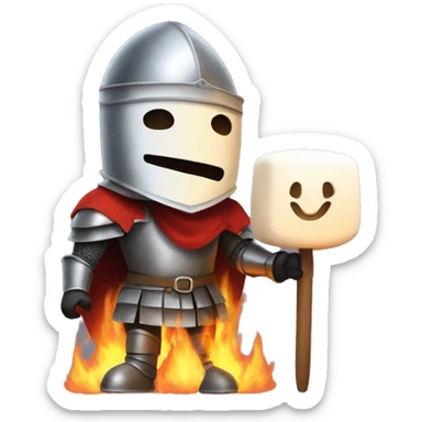 a knight keeping a marshmellow over fire and saying "i wish it was 2024" sticker