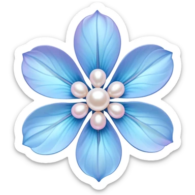 blue pastel sakura flower with a pearl border sticker