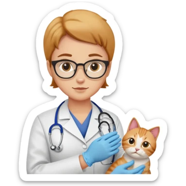 veterinarian examining a cat sticker