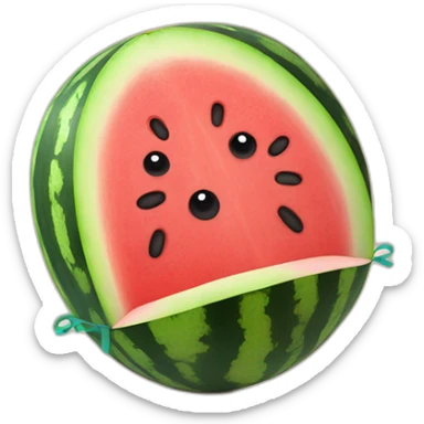 watermelon with rubber bands wrapped around it sticker