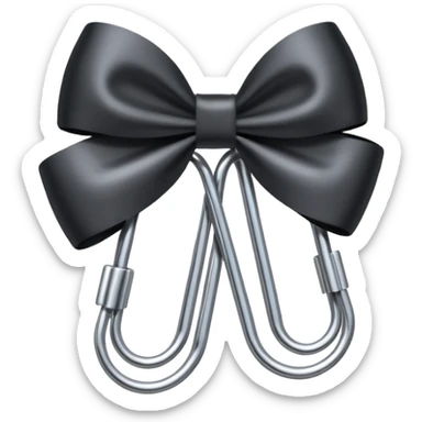 one silver paper clip with a black bow in the middle sticker