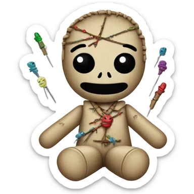 Voodoo doll with pins sticker