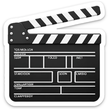 most minimal possible clapperboard, just a hint of the triangular clapper top, extreme simplification sticker