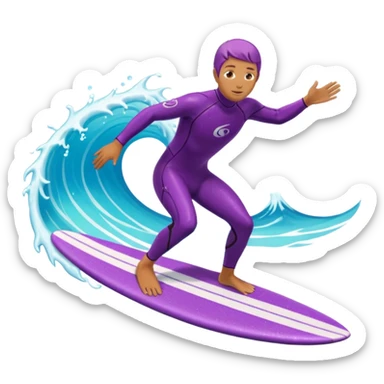 glitter surfer purple surf in wave ocean cian sticker