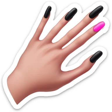 pink nails black hand sticker