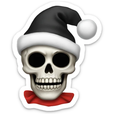 skull wearing black christmas hat sticker