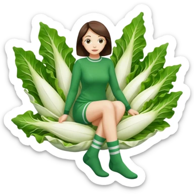  👩🏼 en chaussette, dans une endive géante, sticker