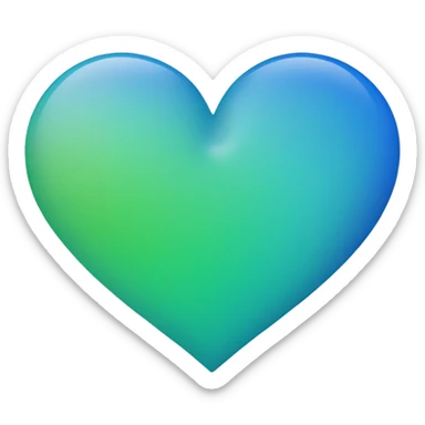 Gradient heart emoji wit 3/4 blue and 1/4 green sticker