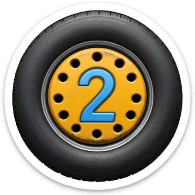 semi tire with the number 2 bright in the center of it sticker