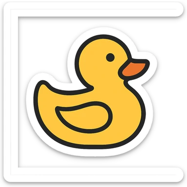 minimal and playful rubber duck icon, smooth curves, flat appearance, modern icon style sticker