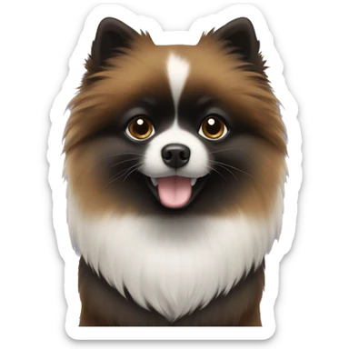 Black Pomerania with a white chest and his left paw is white sticker