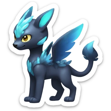 Cute cool shiny fantasy dark-shadow-themed animal hybrid Fakemon full body sticker