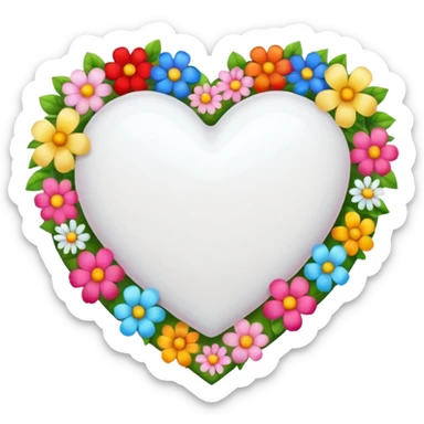 white heart with a floral border sticker