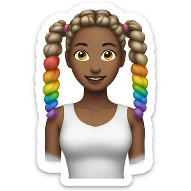Beautiful Woman with rainbow pigtails  sticker