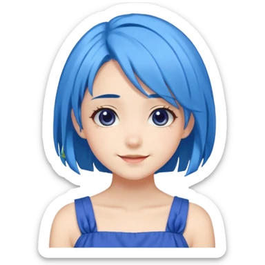 pixel somehow produce anime girl with blue hair sticker