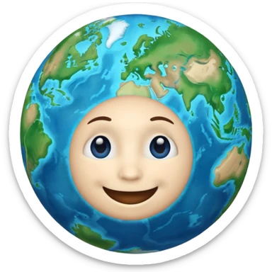 Make a image prompt of the earth with a face sticker