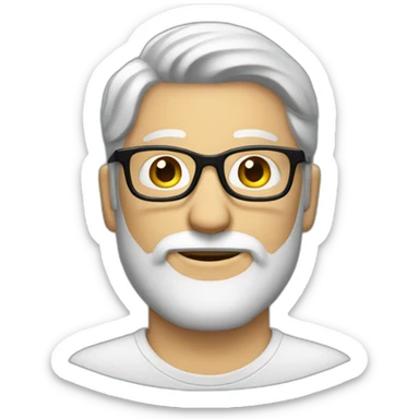 white guy with tall beard and side medium hair and glasses sticker
