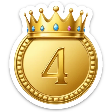 Make the paid subscription icon round and gold with the number 4 and a crown. sticker