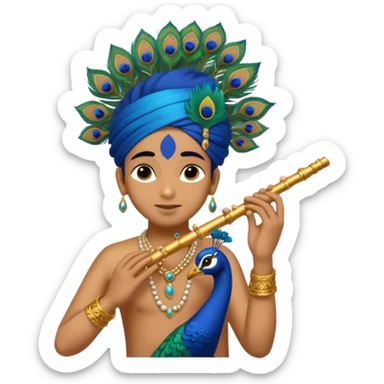 Krishna Flute and peacock feather sticker