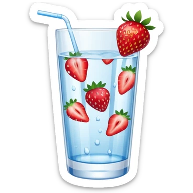 glass of water with strawberry slices sticker