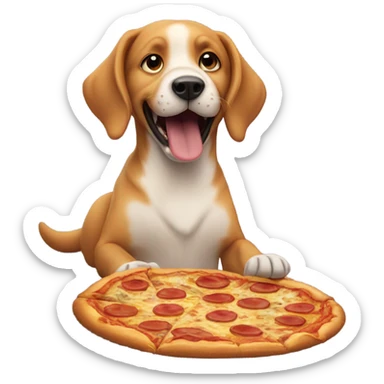 A dog eating pizza  sticker