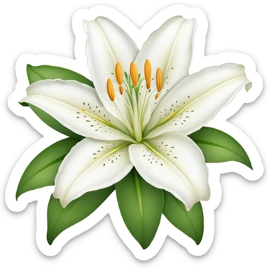 White lily flower sticker