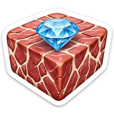 Meat with diamond textur and blue color sticker