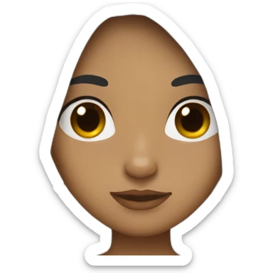 Girl with a long black hair and a tanned skin and big black glass sticker