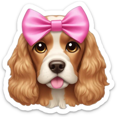 Cocker spaniel with a pink bow on the top head sticker