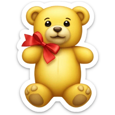Yellow teddy bear with small red bow sticker