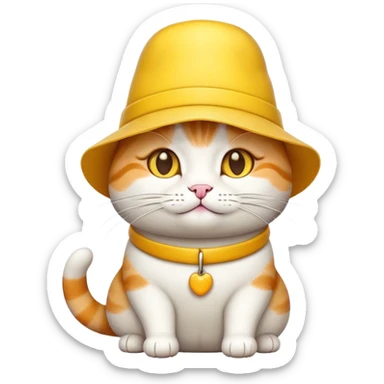 cheese cat wearing a yellow hat sticker
