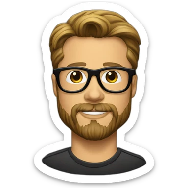 Brad Pitt with beard and spectacles (black frame) sticker