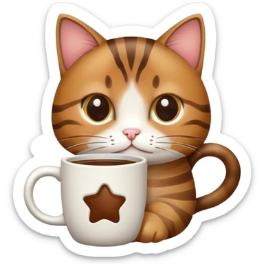 Cat with coffee sticker