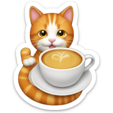ginger cat drinking coffee sticker