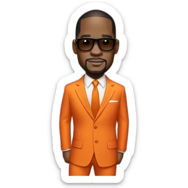 R kelly in a orange suit sticker