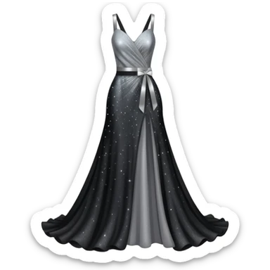 black glittery prom dress with silver sash  sticker
