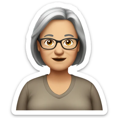 older fat woman with long straight brown hair with glasses sticker